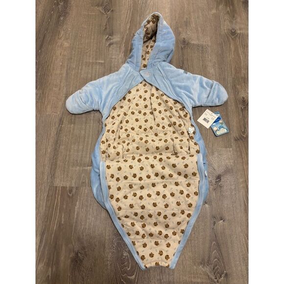 Bon Bebe Infant Blue Fleece One-Piece Winter Snowsuit Size 0-9 Months - Picture 3 of 4